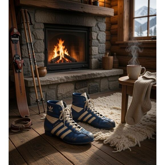 Vintage Adidas St. Moritz Ski Boot Blue White Trefoil Logo 1970s 1980s Rare SZ 9 main image 15